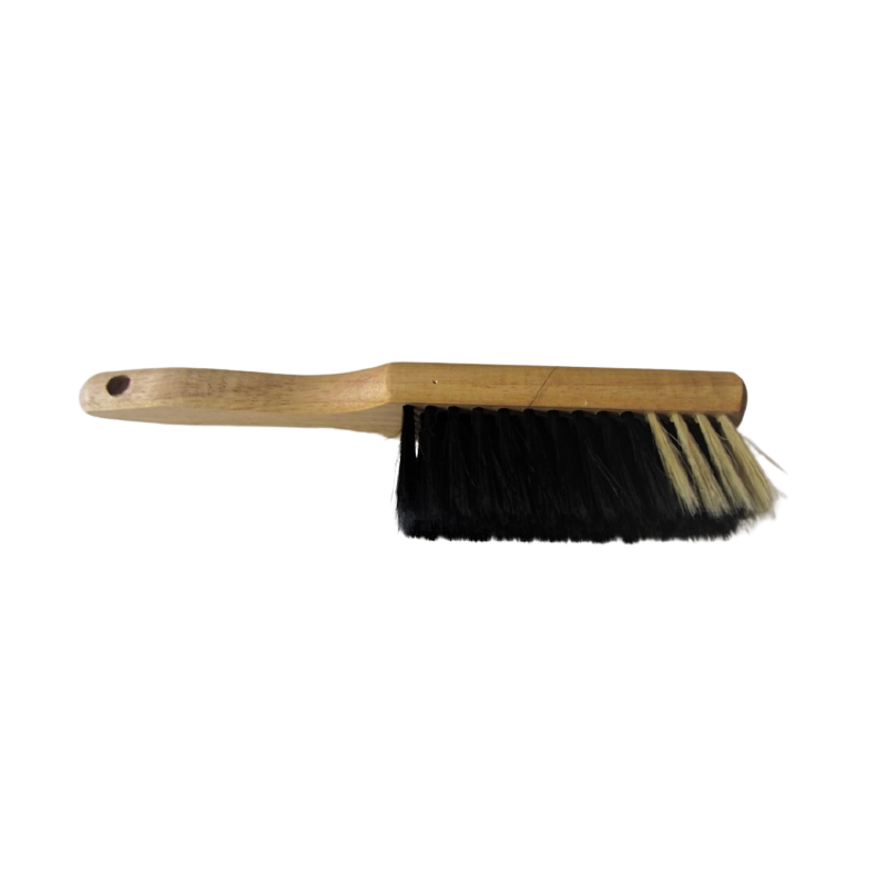 balayette soie noire et blanche manche bois verni