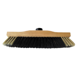 BALAI DROIT SOIE NOIRE ET BLANCHE BOIS VERNIS 29 CM